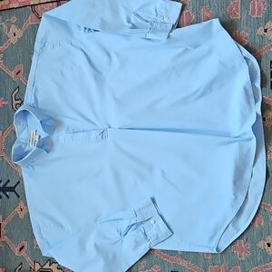 Alexander Jordan Oversized Cotton Blouse Split Collar Blue Size L